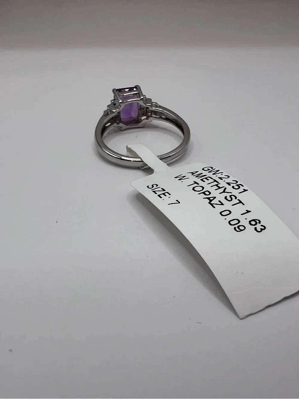 Genuine Amethyst Emerald-Cut Cocktail Ring set in .925 Sterling Silver - Size 7